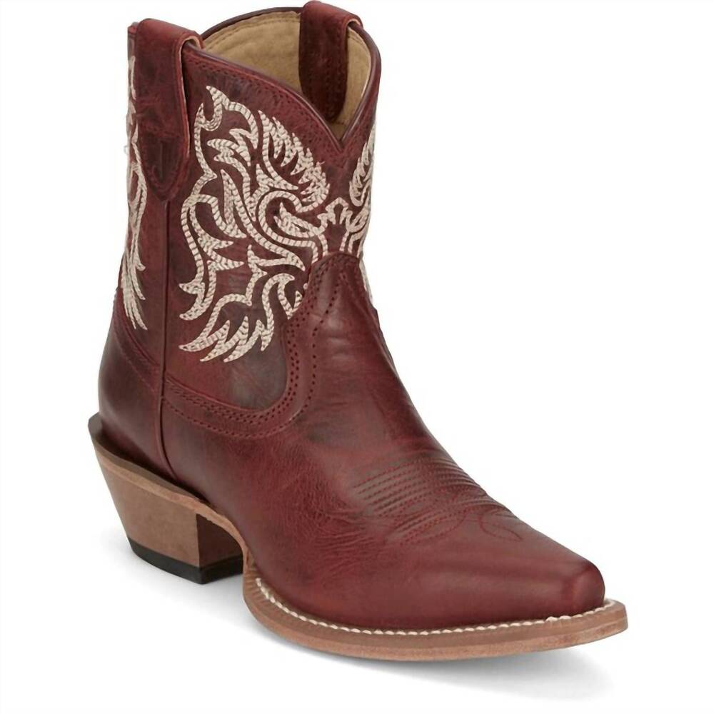 NEW JUSTIN BOOTS women's isabella 7" bootie in burgundy